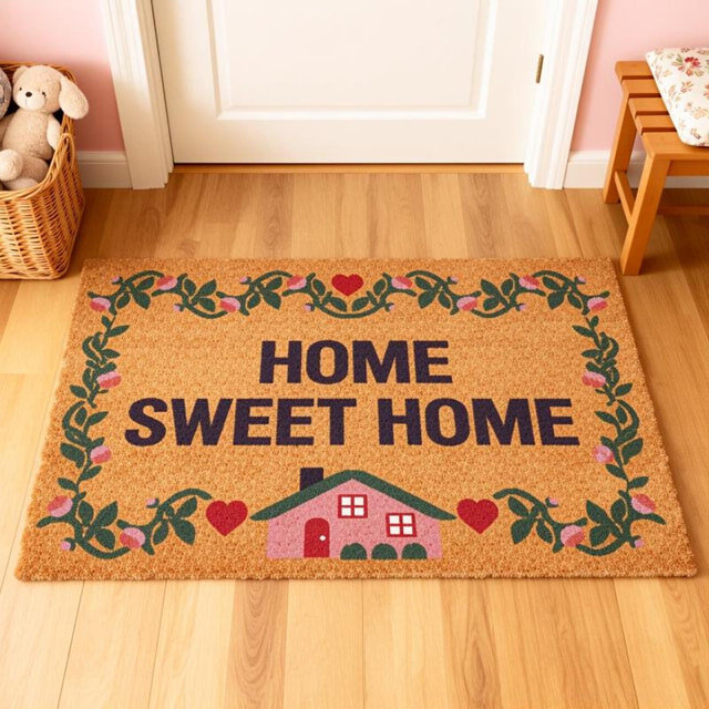 Home Sweet Home Doormat,Welcome Mat,Cozy Home Porch Mat,Home Doormat,House And Heart Door Mat,Floral Doormat,Housewarming Gift