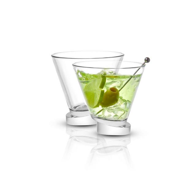 Joyjolt Aqua Vitae Off Base Round Martini Glasses, Set of 2