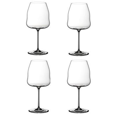 Riedel Winewings Pinot Noir Tall Thin Single Stem Crystal Wine Glass for Red Wine, Clear (4 Pack)