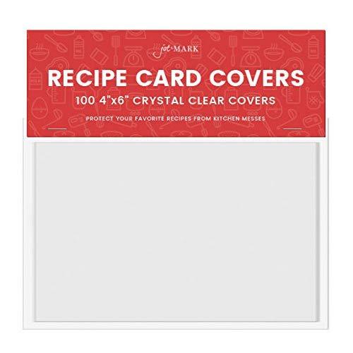 Jot & Mark 4x6 Recipe Card Protectors | Protect Your Recipes from Kitchen Messes | 100 Crystal Clear Covers Per Pack