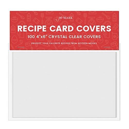 Jot & Mark 4x6 Recipe Card Protectors | Protect Your Recipes from Kitchen Messes | 100 Crystal Clear Covers Per Pack