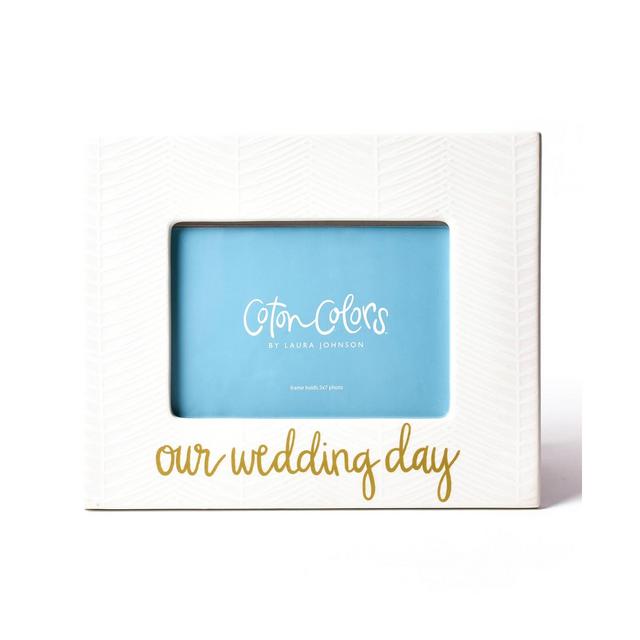 Coton Colors by Laura Johnson Layered Herringbone Mr. and Mrs. Frame White