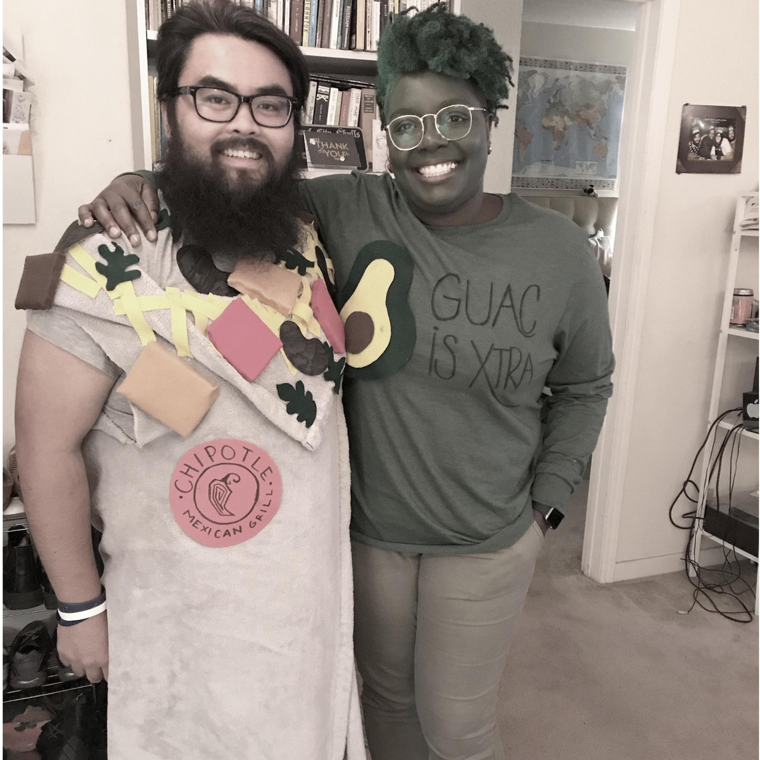 Chipotle burrito with guacamole, Halloween 2017