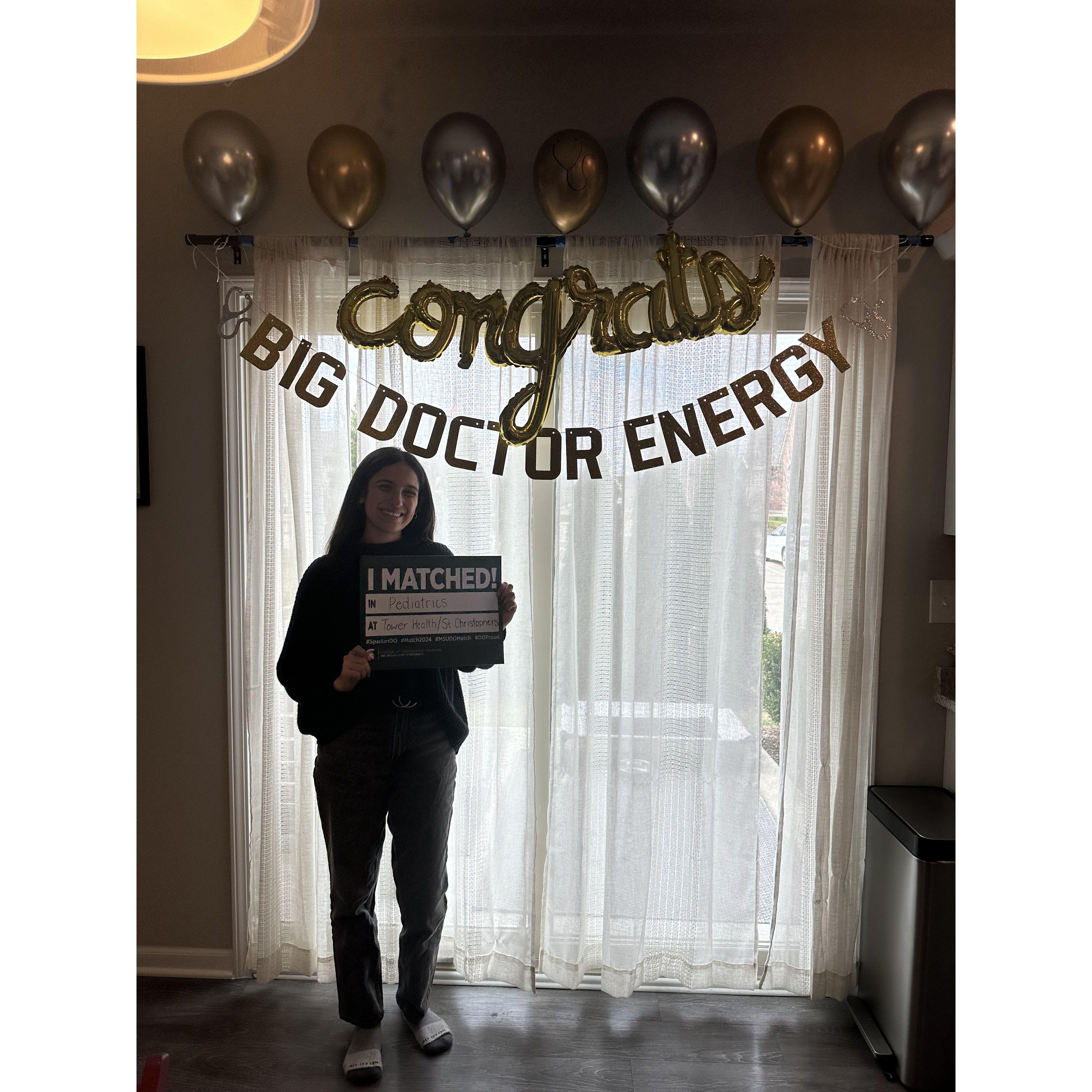 March 15, 2024: Jen matches into a pediatrics residency program! Mark & Jen learn where the next step of their journey will take them.... the city of brotherly love!