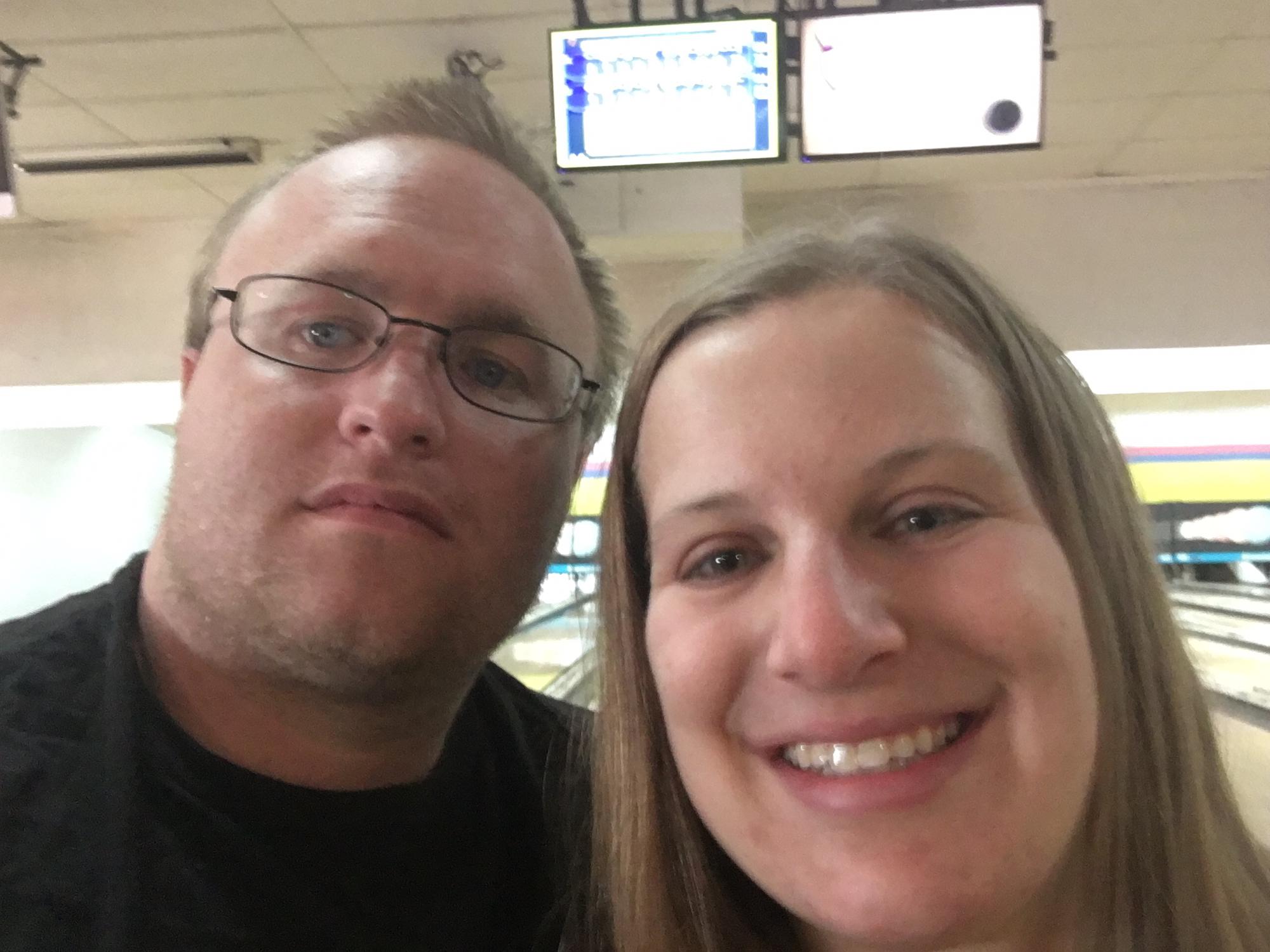 Bowling on our first dating anniversary; July 2021