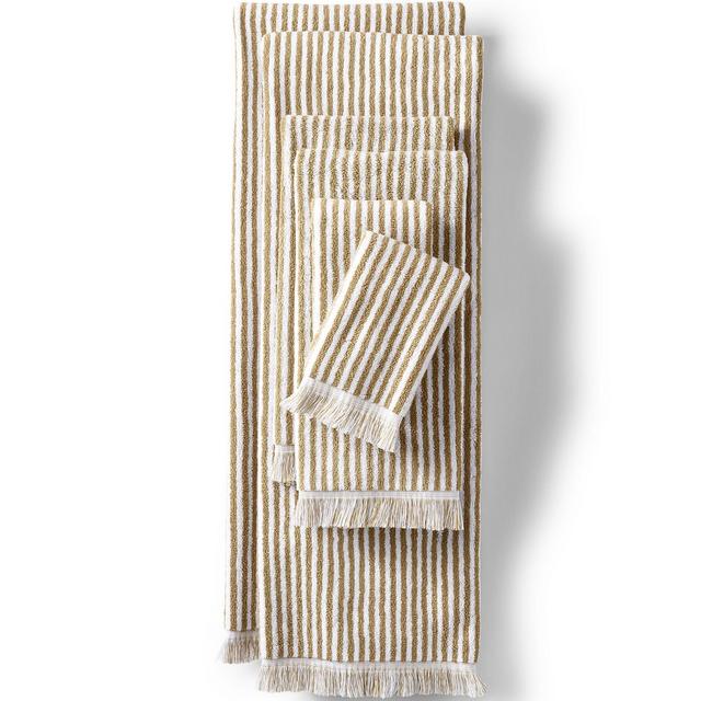 Lands' End Cotton Yarn-dyed Stripe 6-Piece Bath Towel Set - Assorted Bath Towel Set - Golden Sand Stripe