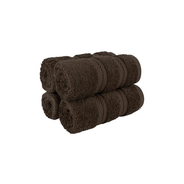American Soft Linen 4 Pack Washcloth Set, 100% Cotton Washcloth Hand Face Towels for Bathroom and Kitchen, Brown