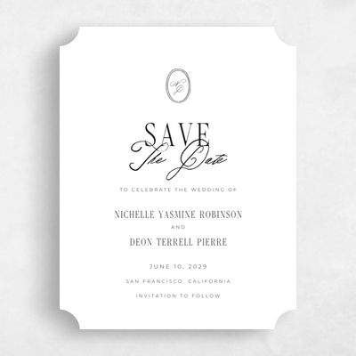 White Ticket Wedding Save the Date - Reece Portrait
