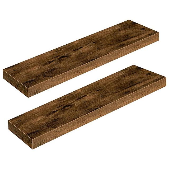 ALLOSWELL Floating Shelves, Decorative Wall Shelf Set of 2, 31.5 inch, Long Hanging Shelves, Easy to Install, for Kitchen, Living Room, Bathroom, Laundry Room, Rustic Brown FSHR8001S2