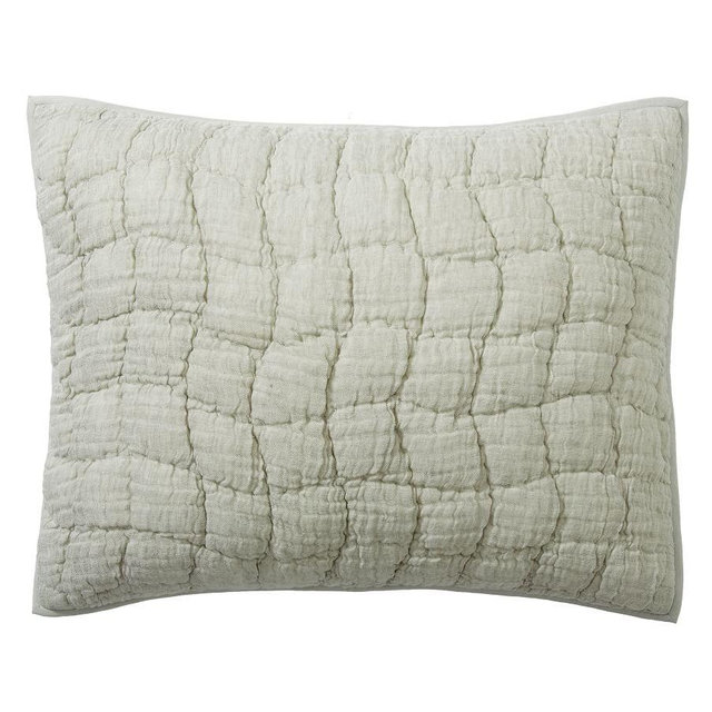 Cloud Handcrafted Cotton/Linen Quilted Sham, Standard, Eucalyptus