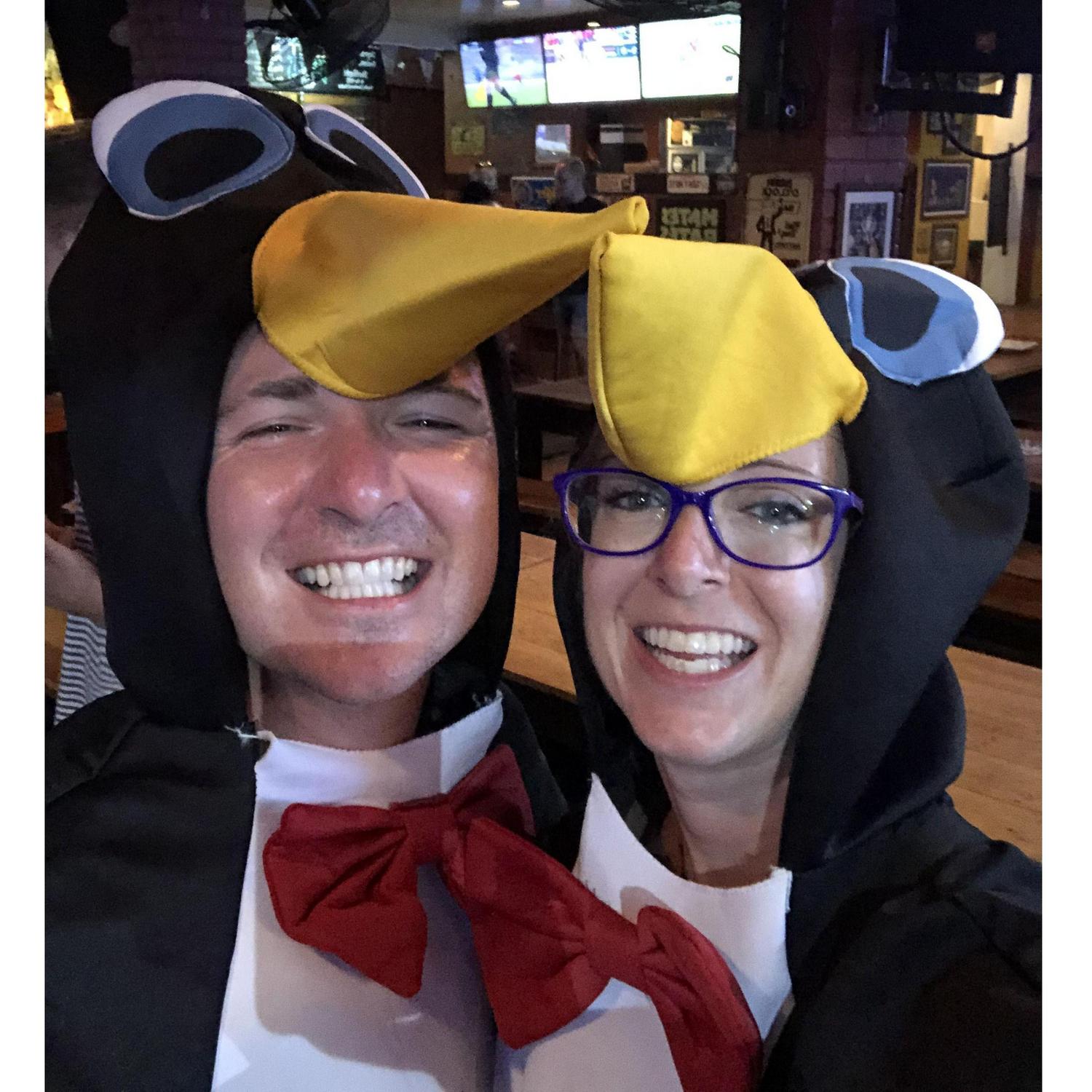 We love to dress like penguins when we go out!