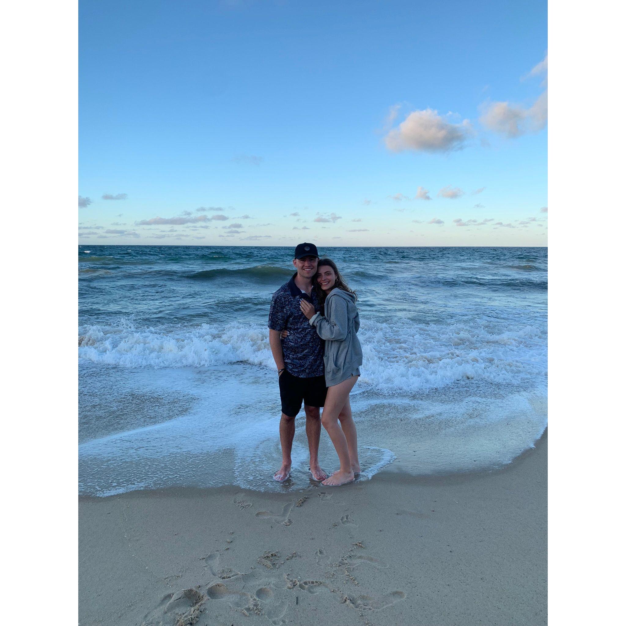 At the beach, where we’re both happiest :D