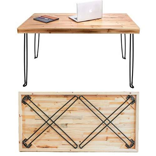 Sleekform Folding Desk Lightweight Portable Wood Table 47"x 24" | Small Wooden Foldable Workstation for Writing Computer Laptop | Industrial Rustic Style with Metal Hairpin Legs | No Assembly Required
