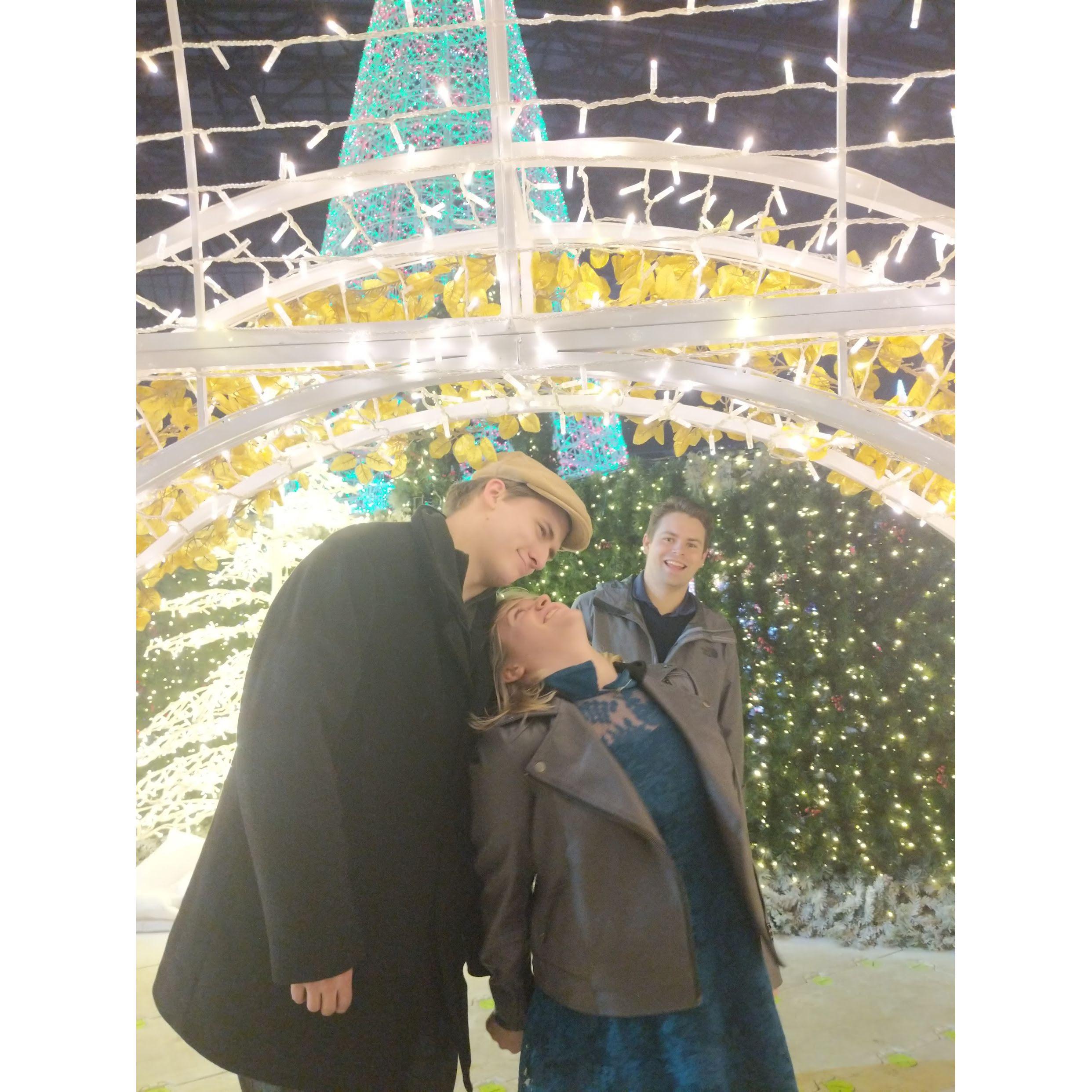 Looking at all the beautiful lights on a family trip to the stadium! we ice skated, and had a great time! hey look, there's charlie!