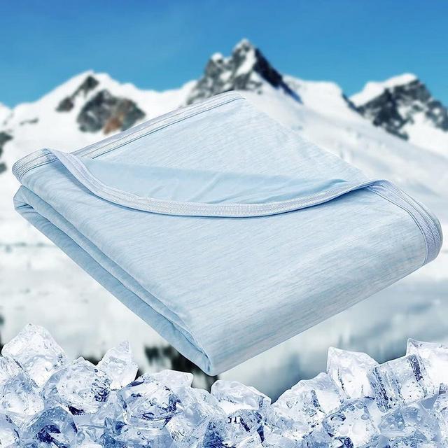 HOMFINE Cooling Blankets for Hot Sleepers - Summer Blanket Thin Lightweight Breathable Soft Double Side Enhanced Cooling Blanket for Bed Sofa, Keep Cool for Night Sweats (Light Blue, 108 x 90 inches)
