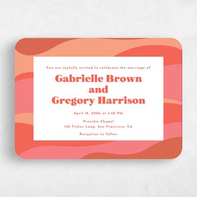 Pink Rounded Wedding Invitation - Laula Landscape