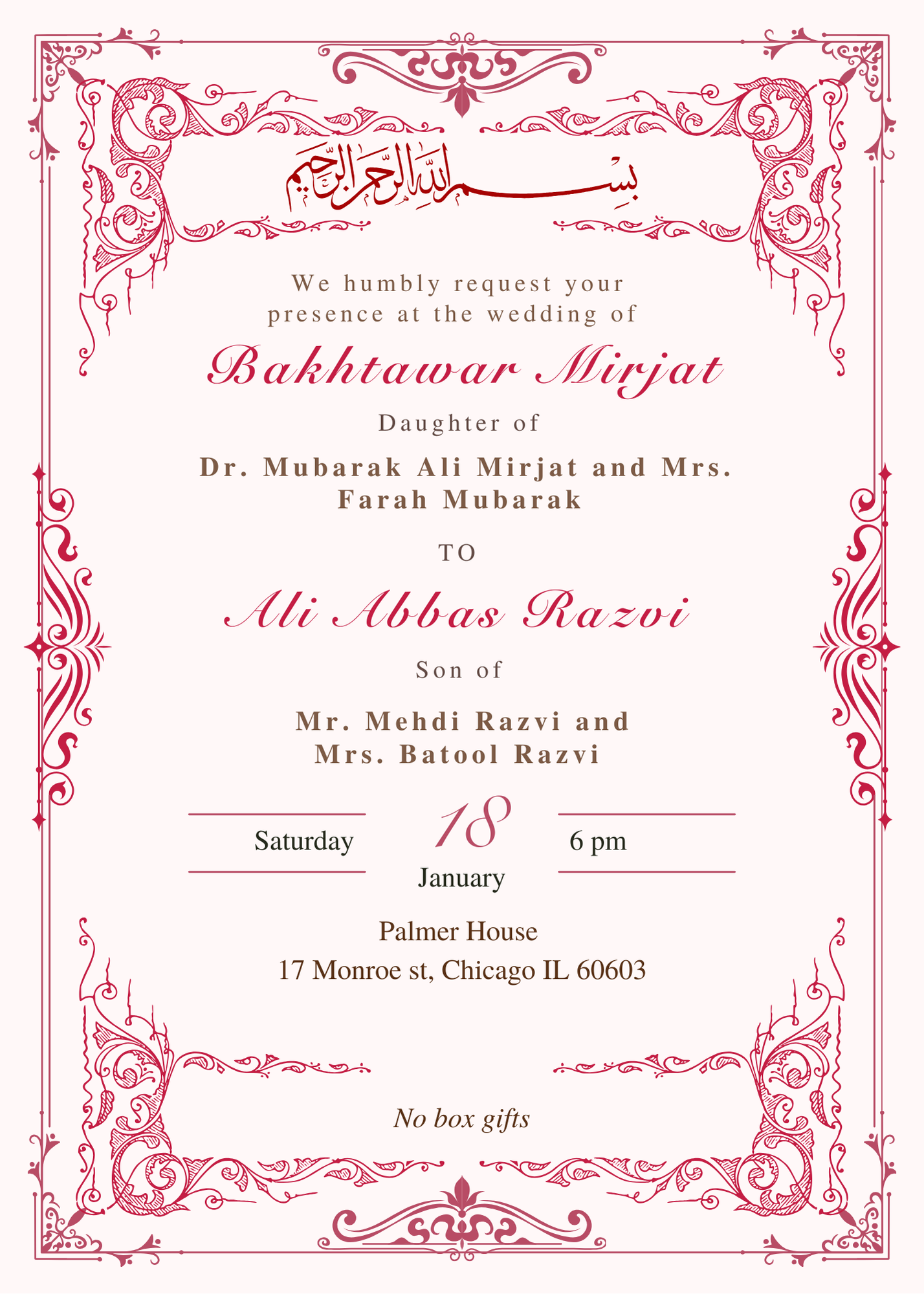 The Wedding Website of Bakhtawar Mirjat and Ali Abbas Razvi