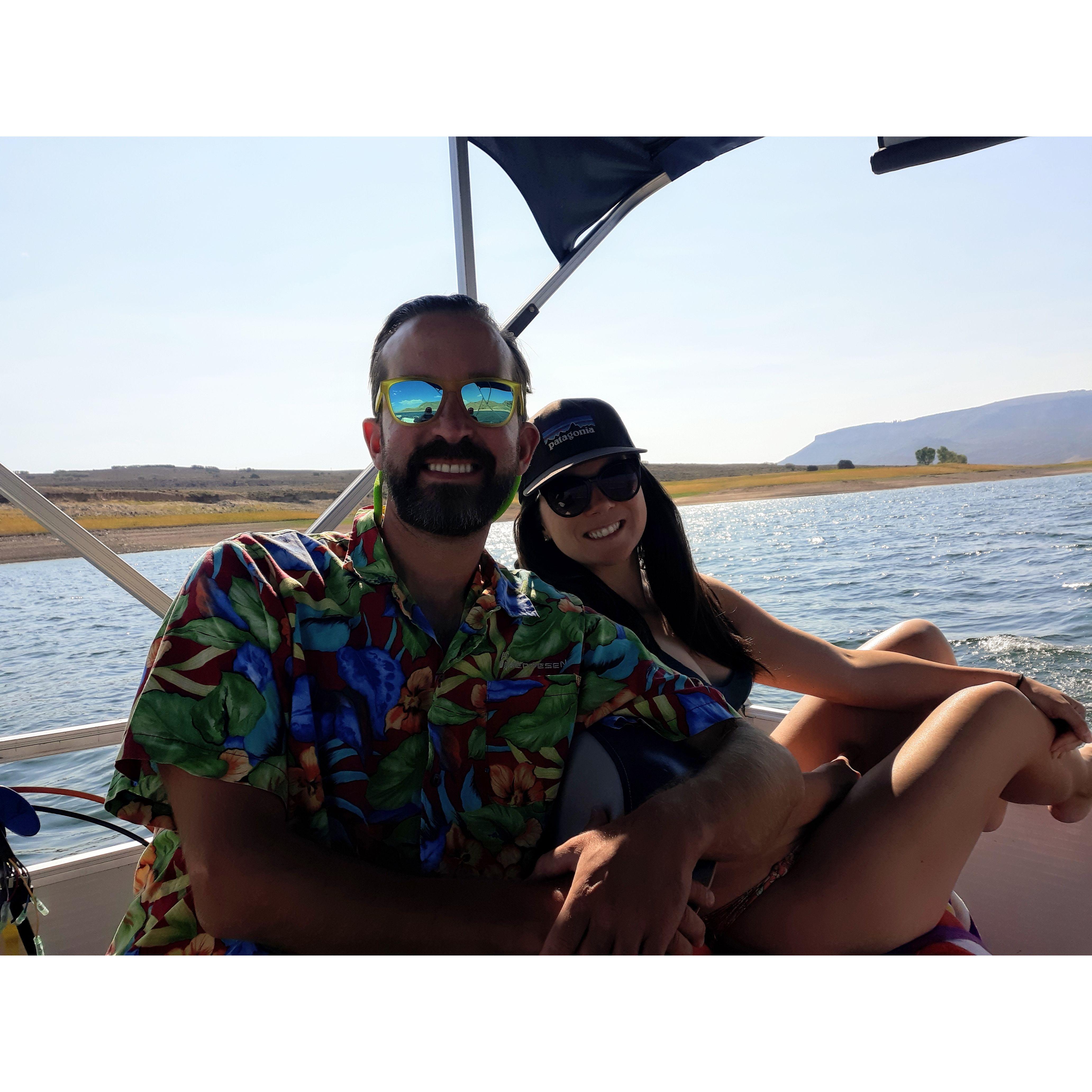 Boating on the Blue Mesa Reservoir with Nick's parents in Colorado (Sept. 2020)