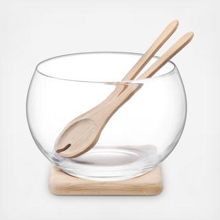 Serve 4-Piece Salad Set & Oak Base