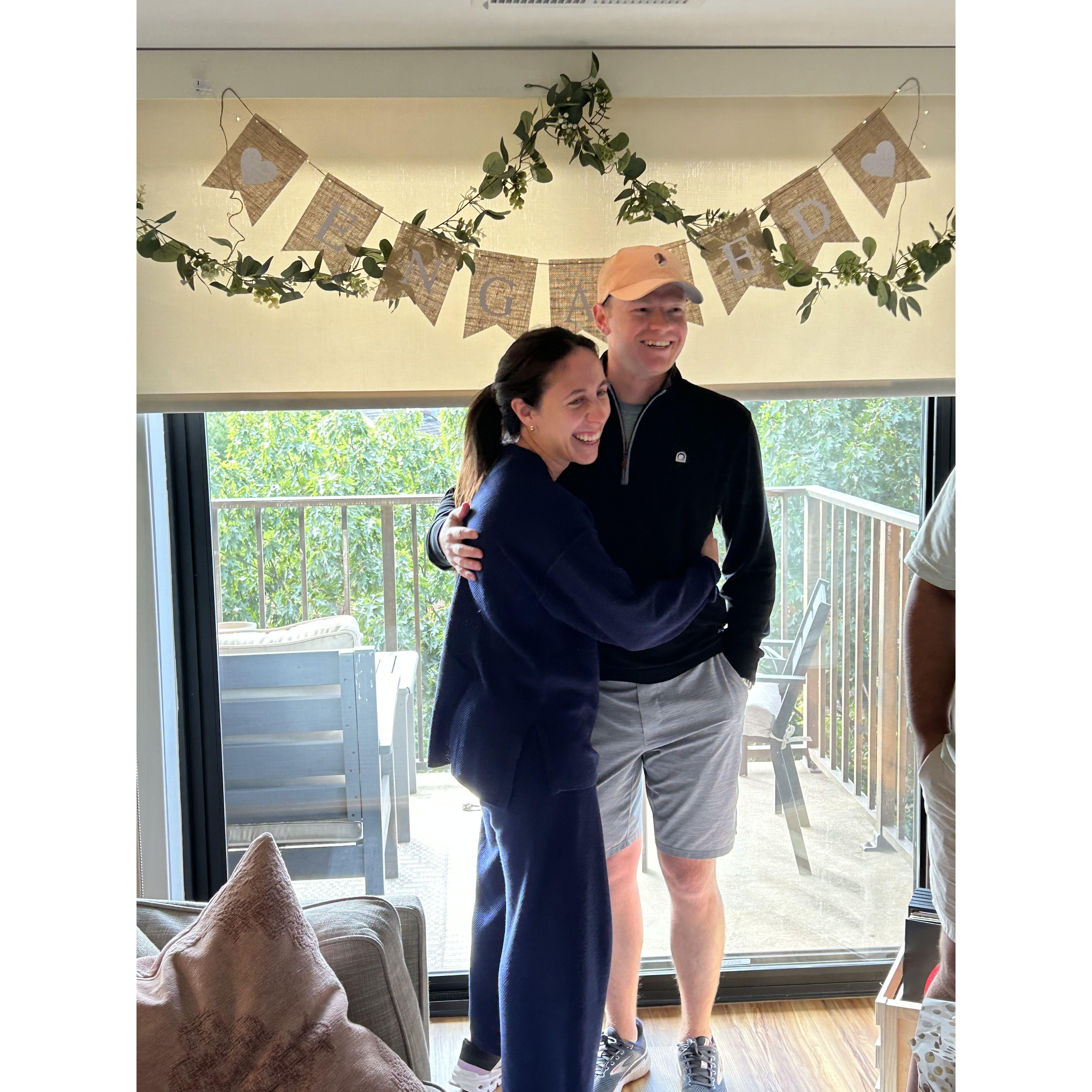 Nicklaus surprised Taylor after they landed from Italy, with their friends and family at their apartment to celebrate their engagement. Washington, DC 2023