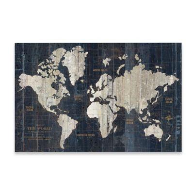 Old World Map Wall Art in Blue