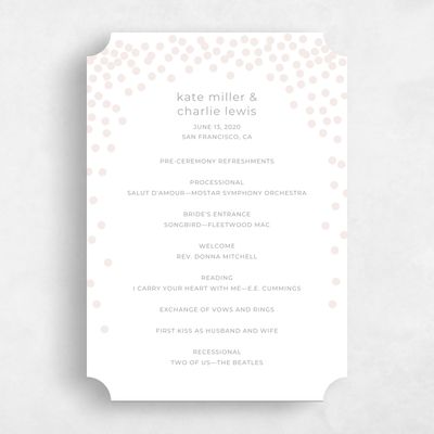 White Ticket Wedding Program - Interstellar Edge
