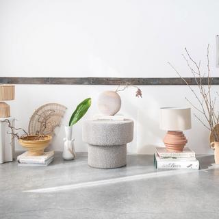 Boucle Upholstered Pouf