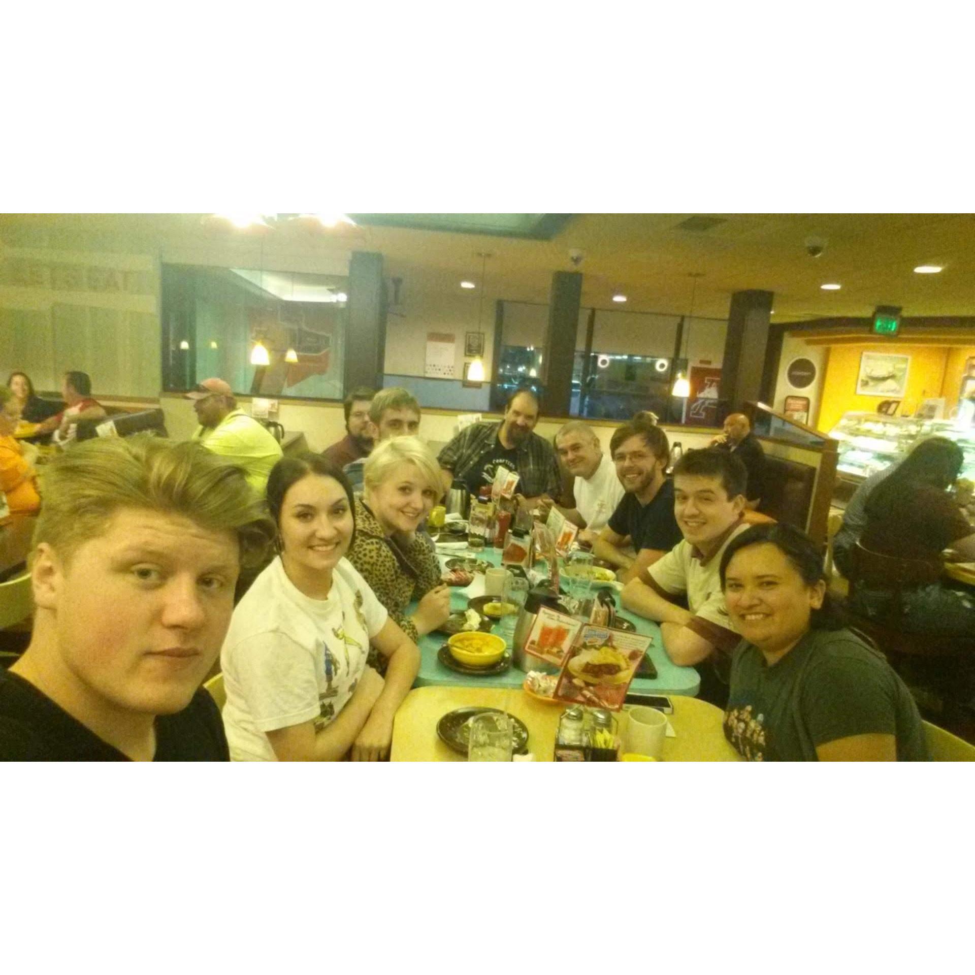 Before we dated, out for pie with coworkers when we worked at Malco together.