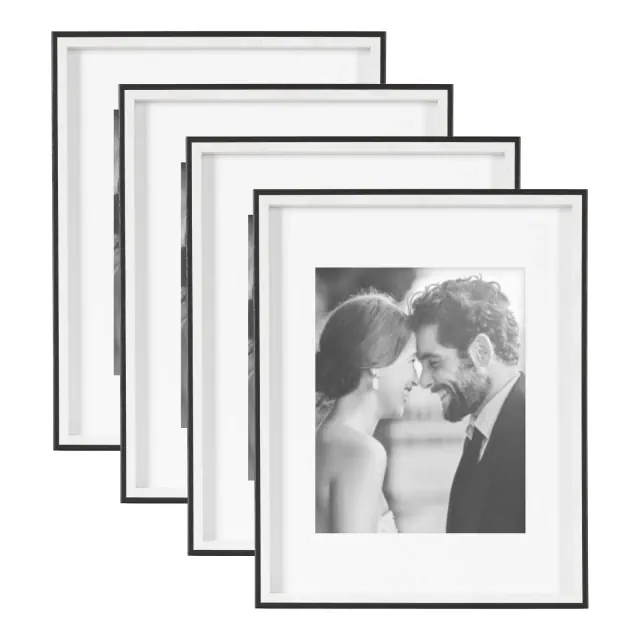 Kate & Laurel All Things Decor  11"x14" Matted to 8"x10" Gibson Photo Frames Black/White