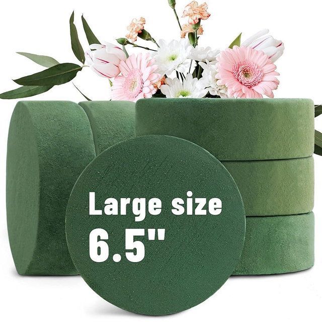 Max Shape 6 Packs Round Floral Foam Blocks，6.5'' Large Dry Floral Foam for Artificial Flowers,Flower Foam Blocks for Wedding Aisle Flowers Party Decoration