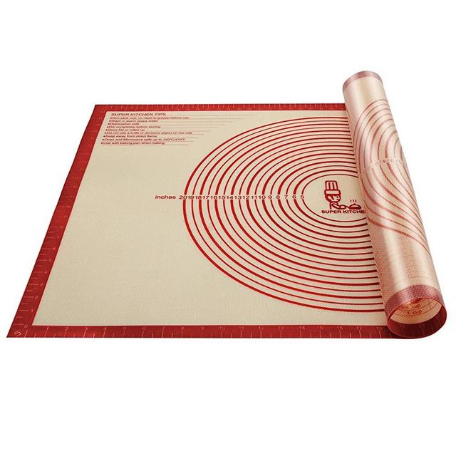 Non-slip Silicone Pastry Mat Extra Large with Measurements 36''By 24'' for Silicone Baking Mat, Counter Mat, Dough Rolling Mat,Oven Liner,Fondant/Pie Crust Mat（Red）