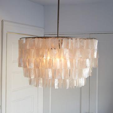 Round Capiz Chandelier - White