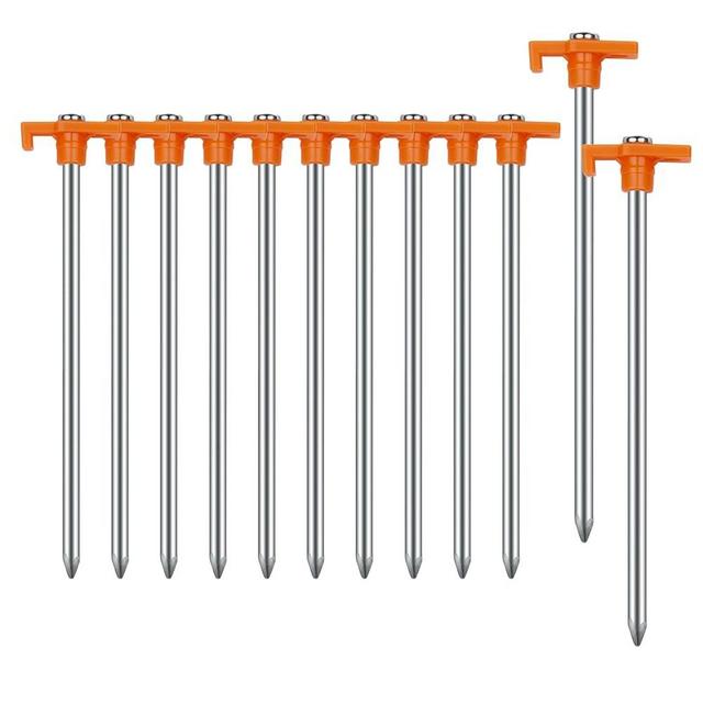 12PCS Tent Stakes Heavy Duty Camping Stakes,AVOFOREST 7.1Inch Non-Rust Metal Tent Pegs Ground Stakes Tent Spikes Camping,Hiking Orange
