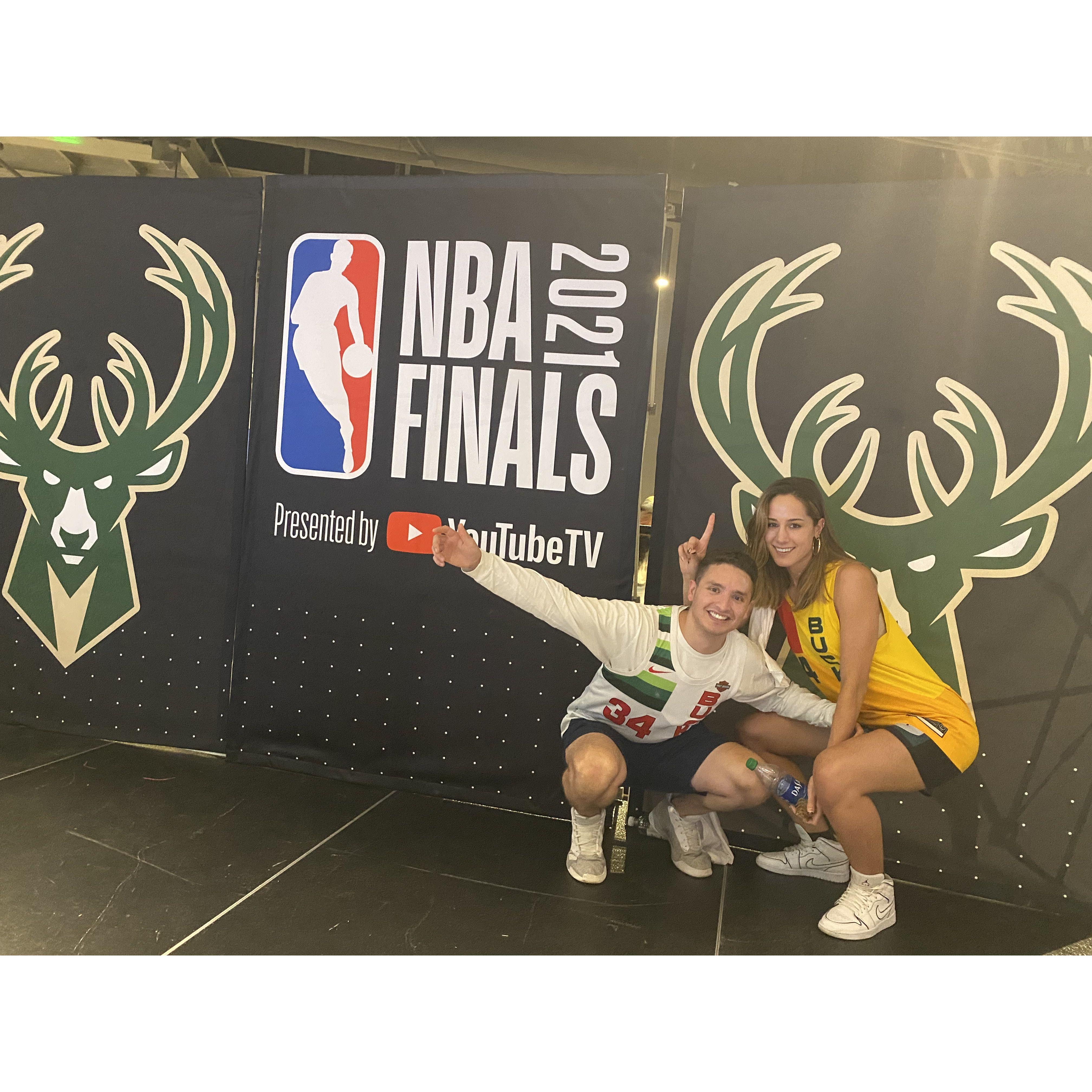 Celebrating the Buck's win at the 2021 Finals.
