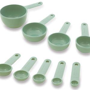 KitchenAid Universal Easy To Read Measuring Cup and Spoon Set with Soft Grip Handle for Maximum Control, Hang Hole and Nesting For Easy Storage, Dishwasher Safe, 9 Piece, Pistachio