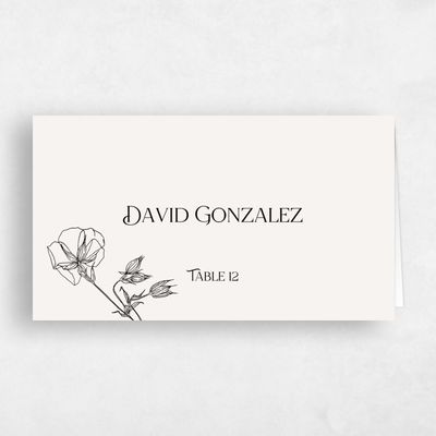 Beige Simple Wedding Place Card - Flora