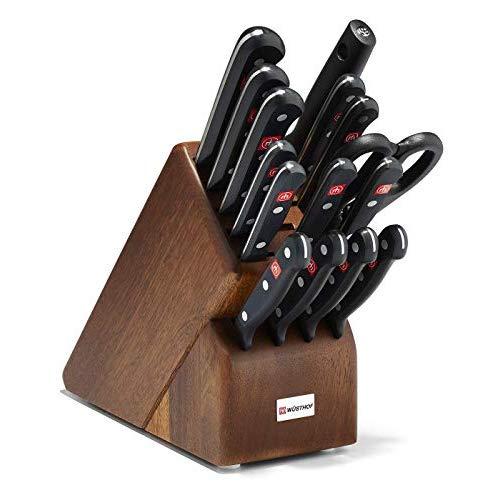 Wüsthof 8516-3 Gourmet Knife Block Set, One Size, Walnut Block, Stainless Knives