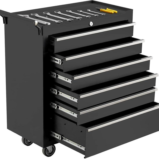 IDEALHOUSE Rolling Tool Chest, 6 Drawers Tool Storage Cabinet, Toolbox with Wheels, Portable Tool Cabinet Organizer with Locking System & Drawer Liners, Tool Storage Cart for Garage, Workshop