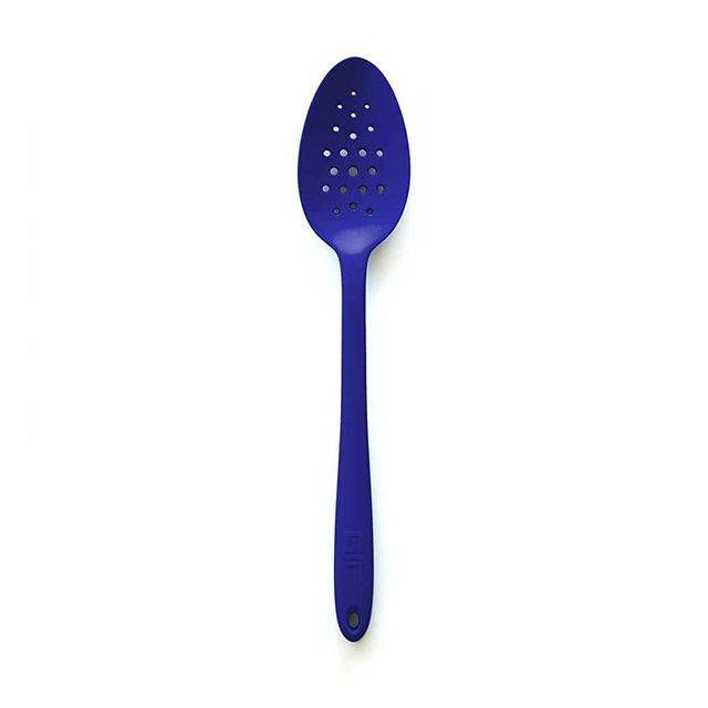 GIR: Get It Right Premium Perforated Spoon - Non-Stick Heat Resistant Silicone Straining Spoon - Perfect for Removing, Filtering, Skimming, Cooking, Frying, Strainer - 13 IN, Navy