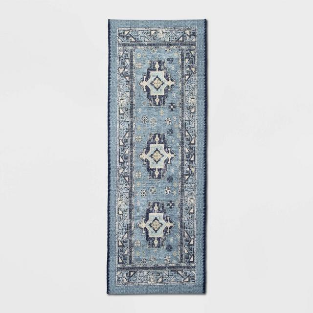 60" x 22" Vintage Persian Medallion Kitchen Runner Rug Blue - Threshold™