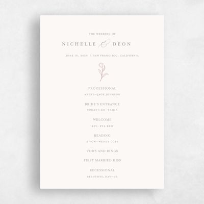 Dusty Rose, Pink Wedding Program - Seraphine