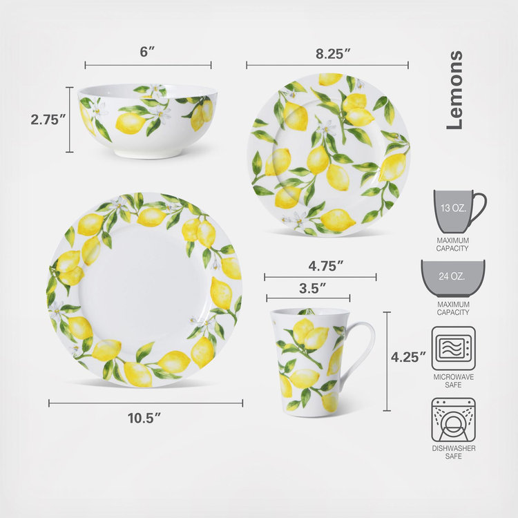 Mikasa, Lemons 16-Piece Dinnerware Set, Service for 4 | Zola