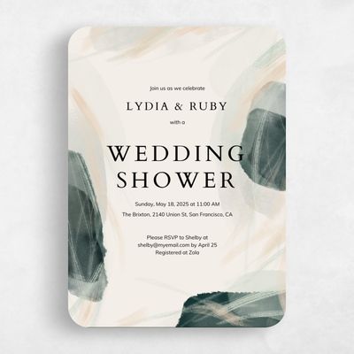 Green Rounded Wedding Wedding Shower Invitation - Staton Portrait
