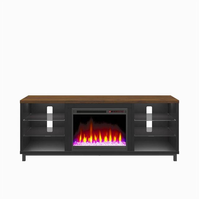 Yorkshire Deluxe Fireplace TV Stand for TVs Up To 70" Black/Walnut - Room & Joy