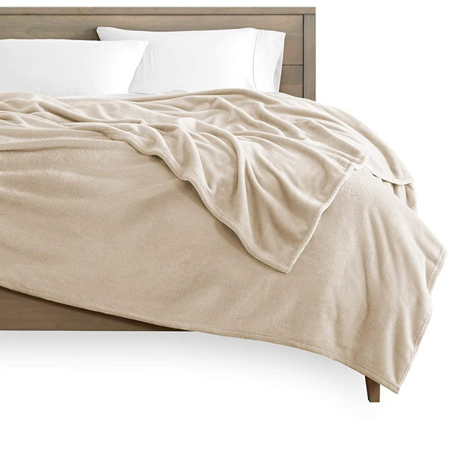 Bare Home Microplush Fleece Blanket - Full/Queen - Ultra-Soft Velvet - Luxurious Fuzzy Fleece Fur - Cozy Lightweight - Easy Care - All Season Premium Bed Blanket (Full/Queen, Oyster)