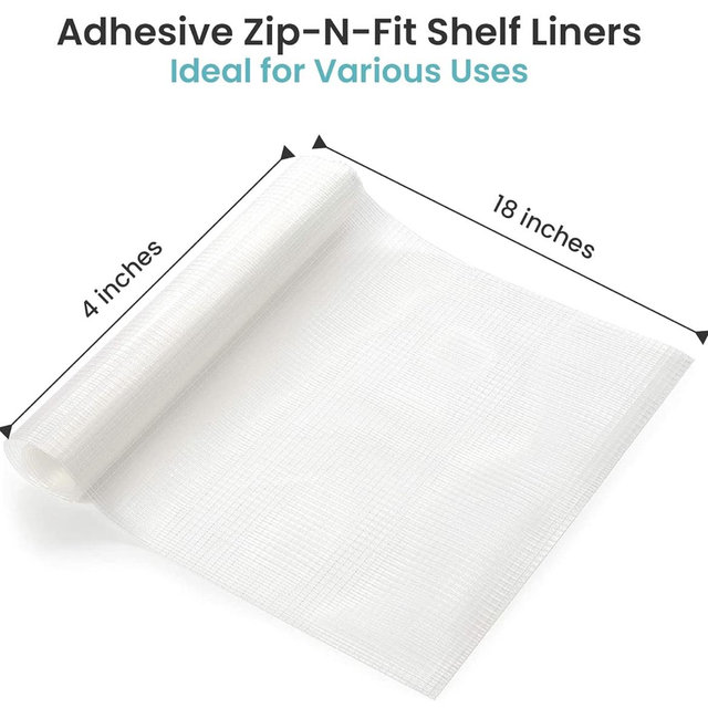 Con-Tact Brand Adhesive Zip-N-Fit Solid Grip Drawer 18" x 4', Ribbed Clear, 6 Count