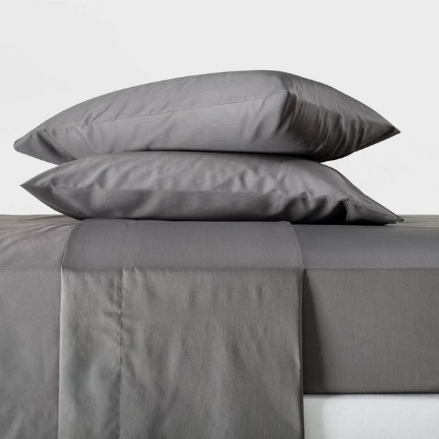 Queen 300 Thread Count Temperature Regulating Solid Sheet Set Dark Gray - Casaluna™