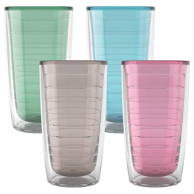 Tervis Clear & Colorful Tabletop Made in USA Double Walled Insulated Tumbler, 16oz-4pk, Assorted Pastels