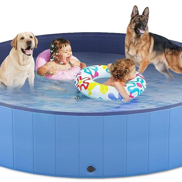 Niubya Foldable Dog Pool, Collapsible Hard Plastic Dog Swimming Pool, Portable Bath Tub for Pets Dogs and Cats, Pet Wading Pool for Indoor and Outdoor, 71 x 12 Inches