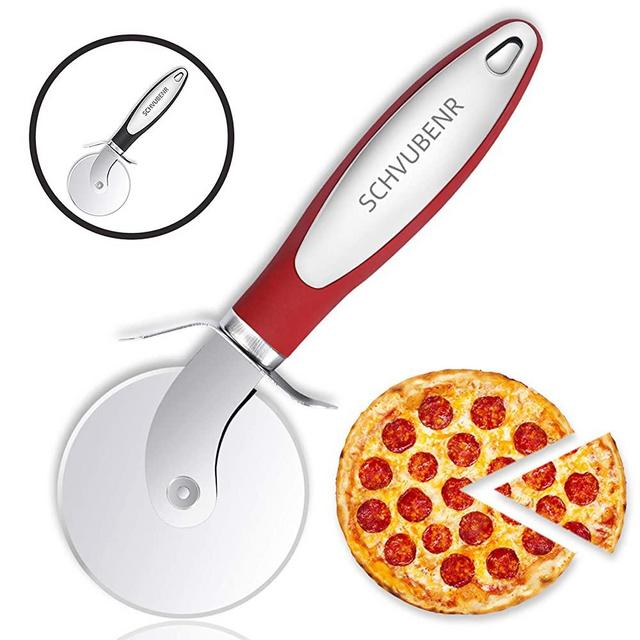 SCHVUBENR Premium Pizza Cutter - Stainless Steel Pizza Cutter Wheel - Easy to Cut and Clean - Super Sharp Pizza Slicer - Dishwasher Safe - Handles Large and Small Pizza - Corte De Pizza(Red)